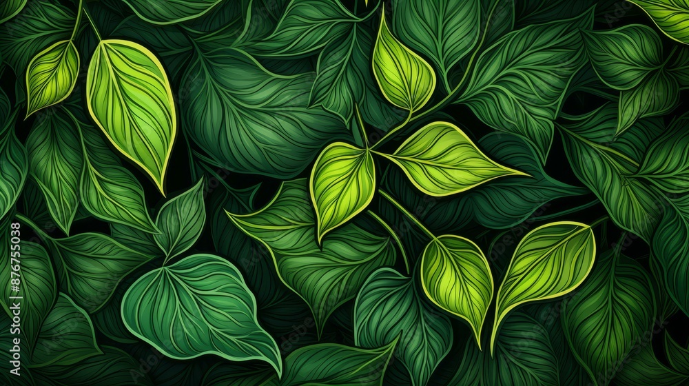 Modern ivy vine pattern with vibrant green hues and intricate design details. Modern ivy vine pattern with vibrant green hues and intricate design details.