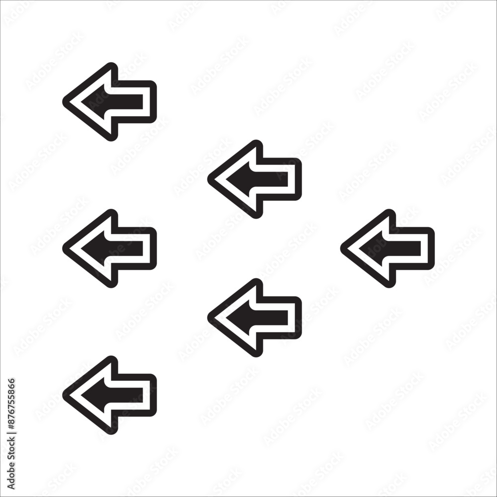 Left arrow icon vector illustration in solid style, used for website mobile app presentation. Left arrow icon vector illustration in solid style, used for website mobile app presentation.