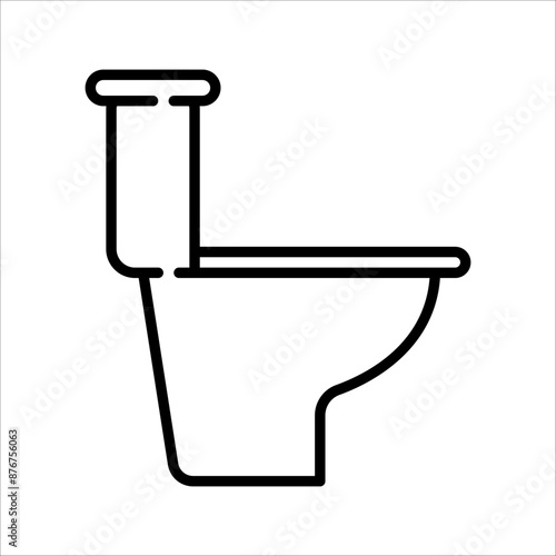 Toilet line icon bowl sanitaryware vector bathroom. Bidet toilet line icon
