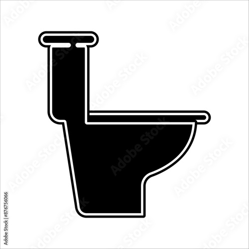 Sanitary equipment vector bathroom bowl toilet line icon. Bidet toilet drain icon.