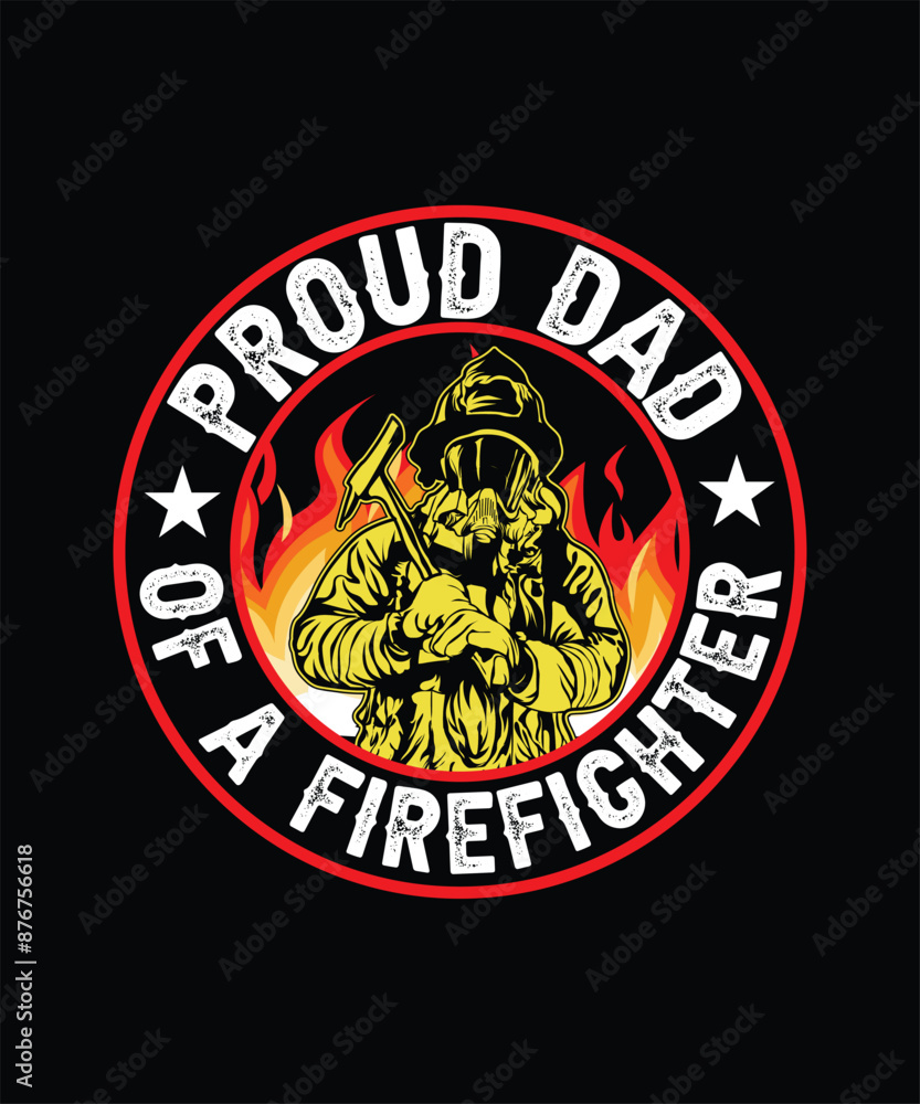 Obraz premium firefighter t shirt design vector illustration