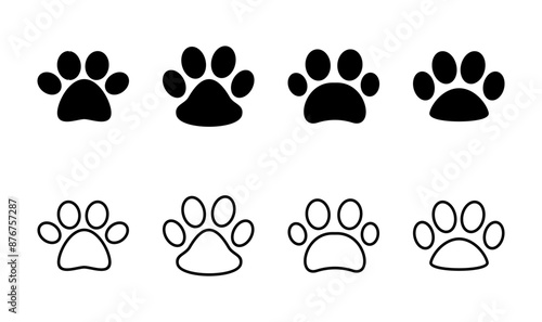 Paw icon set. paw print icon vector. dog or cat paw