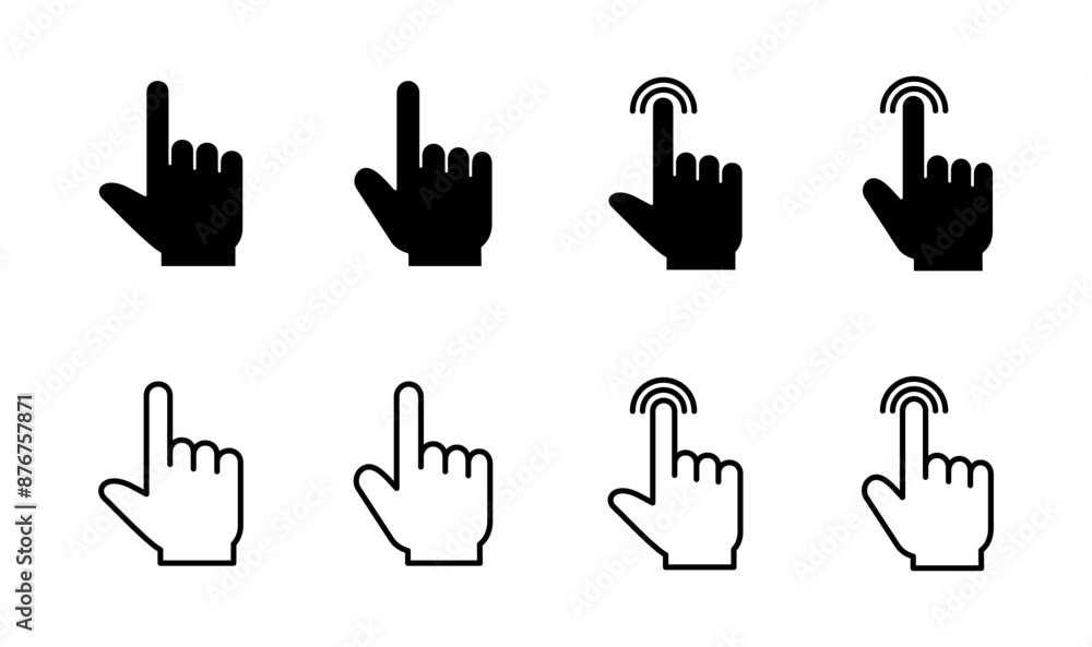 Hand click icon set. pointer icon vector. hand cursor icon vector Hand click icon set. pointer icon vector. hand cursor icon vector