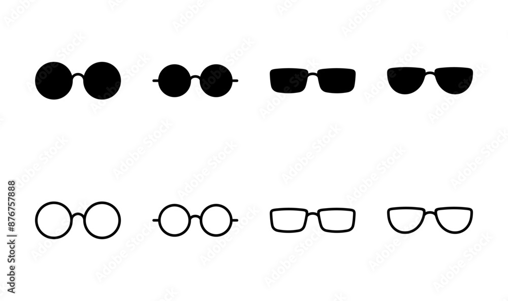 Glasses icon set. Glasses vector icon Glasses icon set. Glasses vector icon