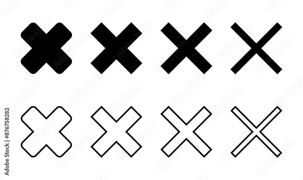 Close icon set. Delete icon vector. cross sign Close icon set. Delete icon vector. cross sign