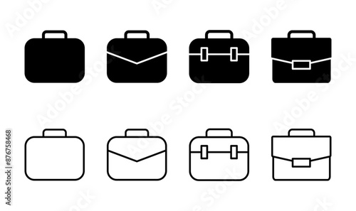Briefcase icon set. suitcase icon. luggage symbol.