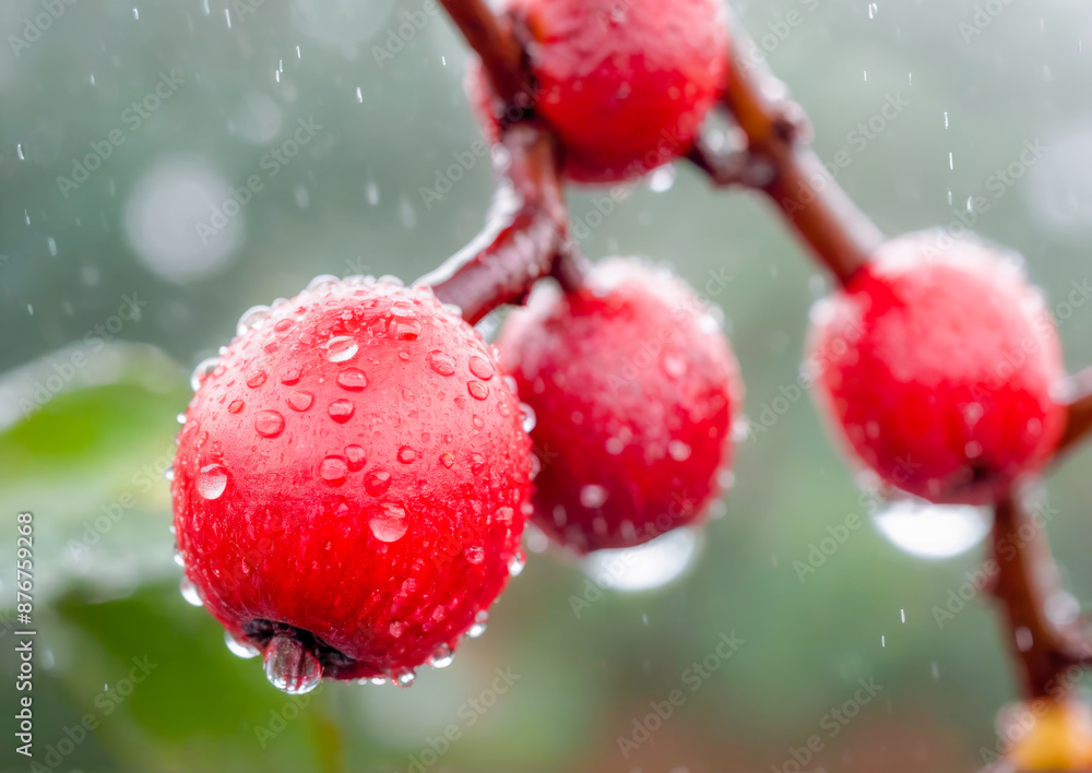 Red Berries Covered in Rain Drops. Red Berries Covered in Rain Drops.