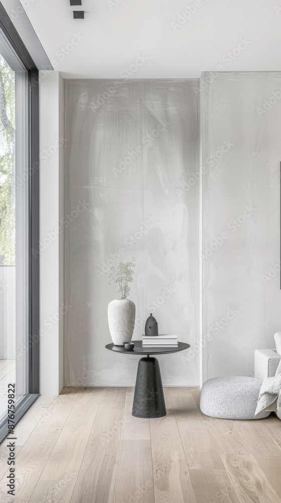 Interiors designer composition in a luxury minimalist property with minimal furniture, copy space and neutral colors. Interiors designer composition in a luxury minimalist property with minimal furniture, copy space and neutral colors.