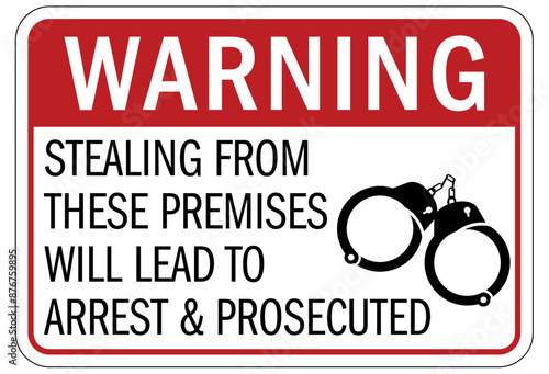 Anti theft sign stealing from these premises will lead to arrest and prosecuted