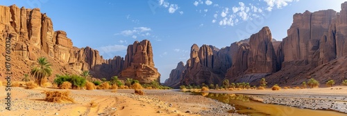 Scenic views of Wadi Al Disah valley in the Tabuk region of western Saudi Arabia, highlighting its rugged terrain and natural beauty photo