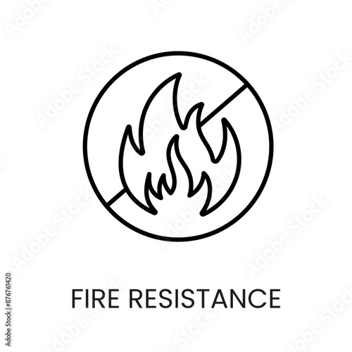 Fire resistance line vector icon with editable stroke.