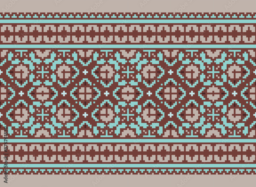 Illustration of Ethnic Geometric Seamless Fabric Pattern Cross Stitch. Ikat Embroidery Oriental Pixel Pattern Multicolor Background. Texture, Cross Stitch, Frame, Motif Illustration of Ethnic Geometric Seamless Fabric Pattern Cross Stitch. Ikat Embroidery Oriental Pixel Pattern Multicolor Background. Texture, Cross Stitch, Frame, Motif