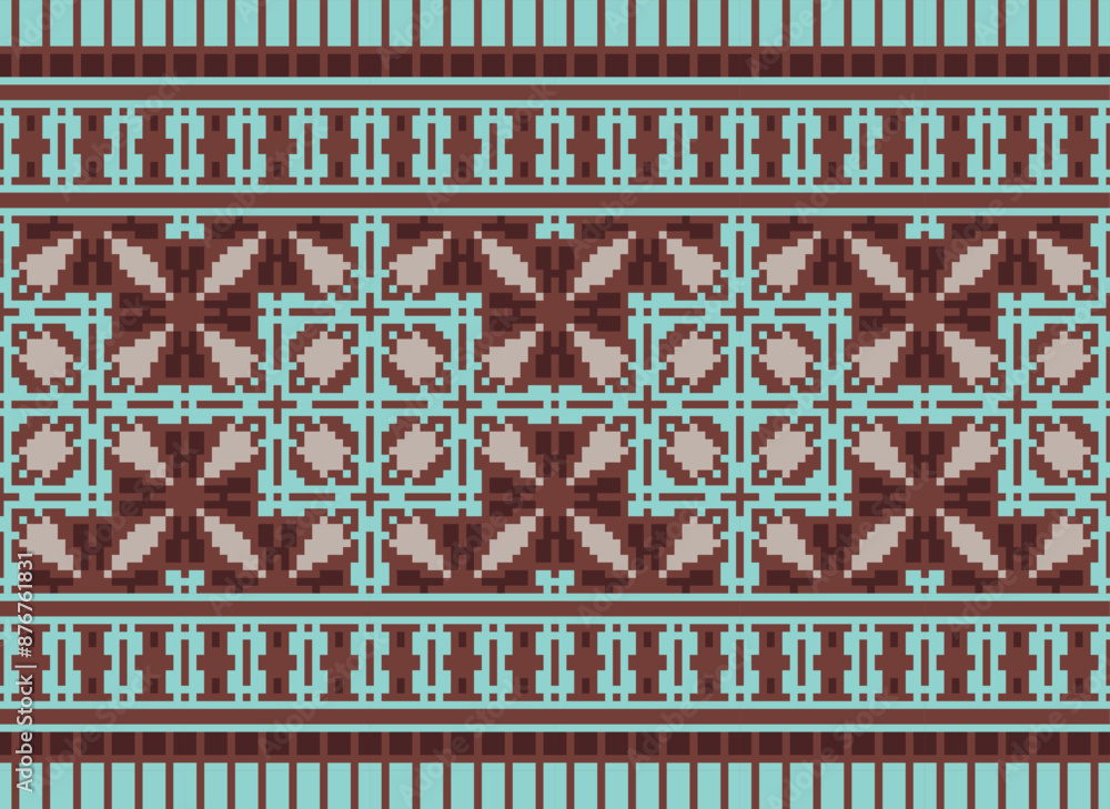 Illustration of Ethnic Geometric Seamless Fabric Pattern Cross Stitch. Ikat Embroidery Oriental Pixel Pattern Multicolor Background. Texture, Cross Stitch, Frame, Motif Illustration of Ethnic Geometric Seamless Fabric Pattern Cross Stitch. Ikat Embroidery Oriental Pixel Pattern Multicolor Background. Texture, Cross Stitch, Frame, Motif