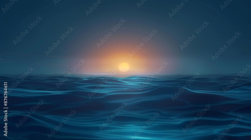 Obraz premium Mesmerizing sunset over a tranquil ocean, creating a serene and calming seascape. Perfect for relaxation and nature-themed projects.