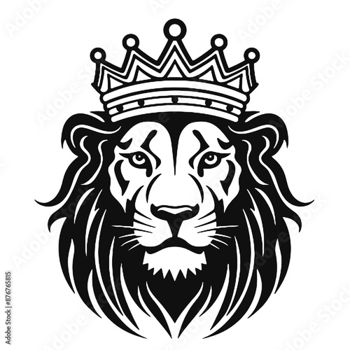 Silhouette of a lion wearing a crown photo