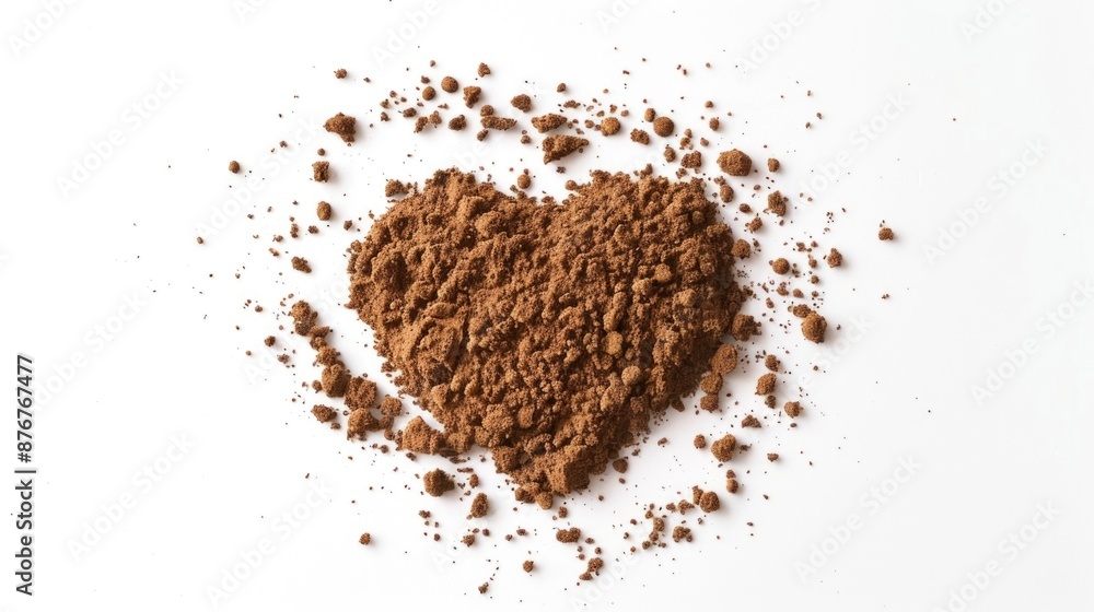 A heart-shaped design created from dirt on a white background A heart-shaped design created from dirt on a white background