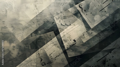 Minimalist wallpaper with geometric forms and hints of musical notation