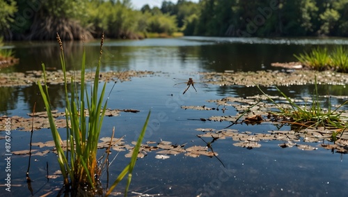 A haiku about dragonflies dancing above a cluster of reeds in a marshland ai_generated