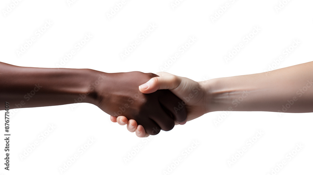 Handshake between african and a caucasian man over gray background. Black man and white man holding hands Handshake between african and a caucasian man over gray background. Black man and white man holding hands