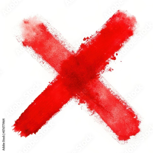 red ink spray cross sign isolated on white background