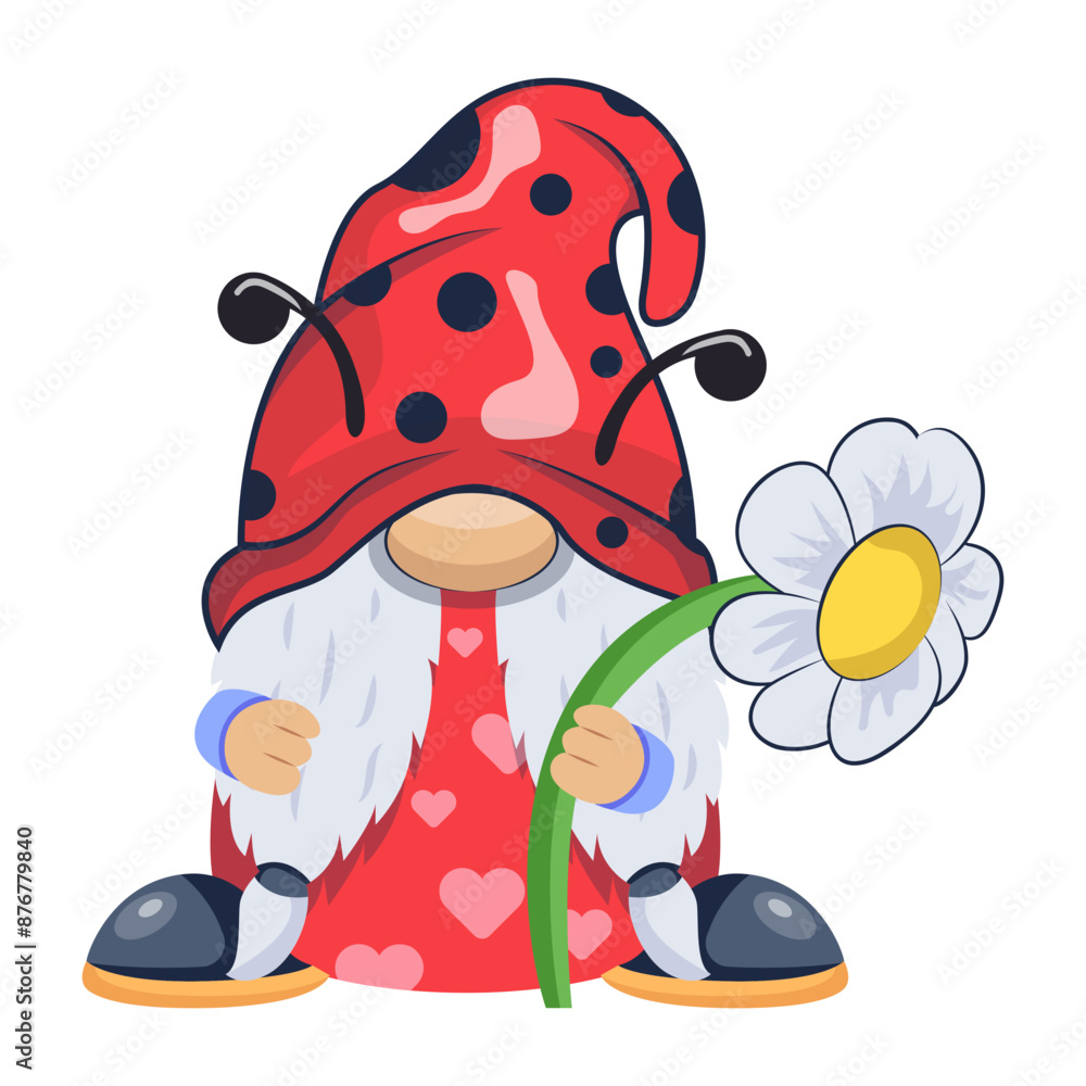 Naklejka premium A flat style icon of gnome flower