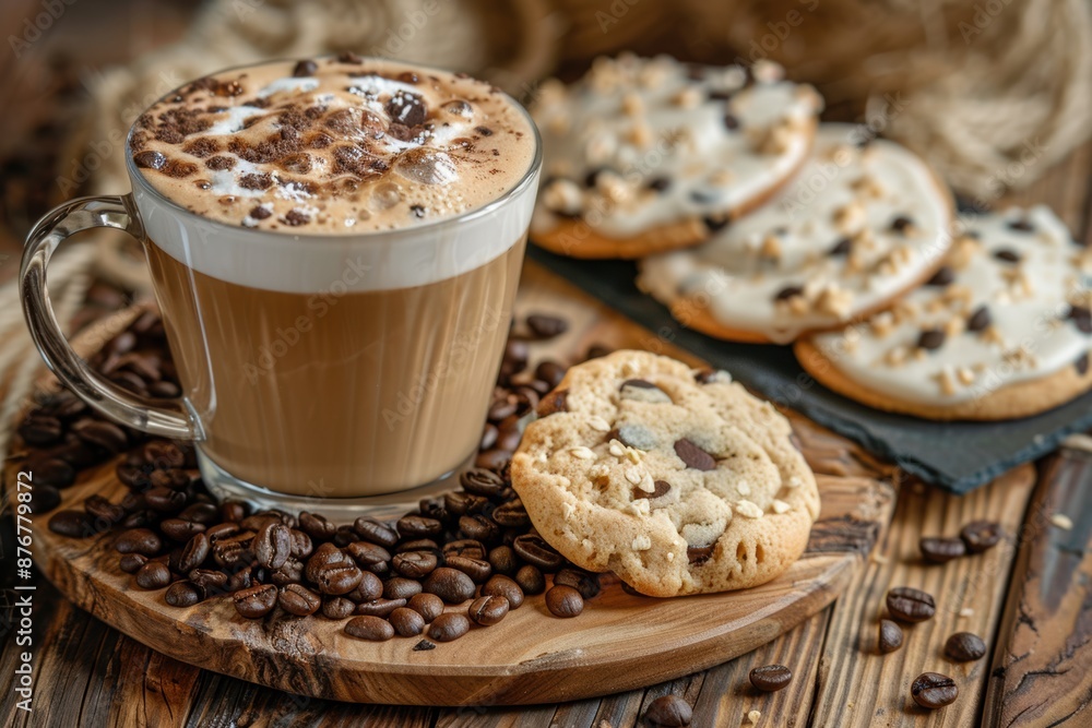 cup coffee foam latte art chocolate chip cup coffee foam latte art chocolate chip