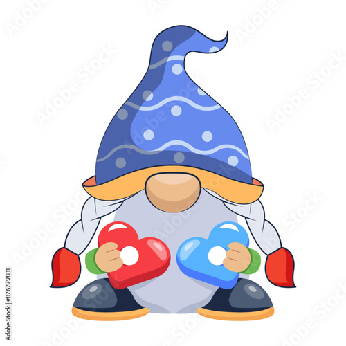 A cute flat style mascot of lovely dwarf 

