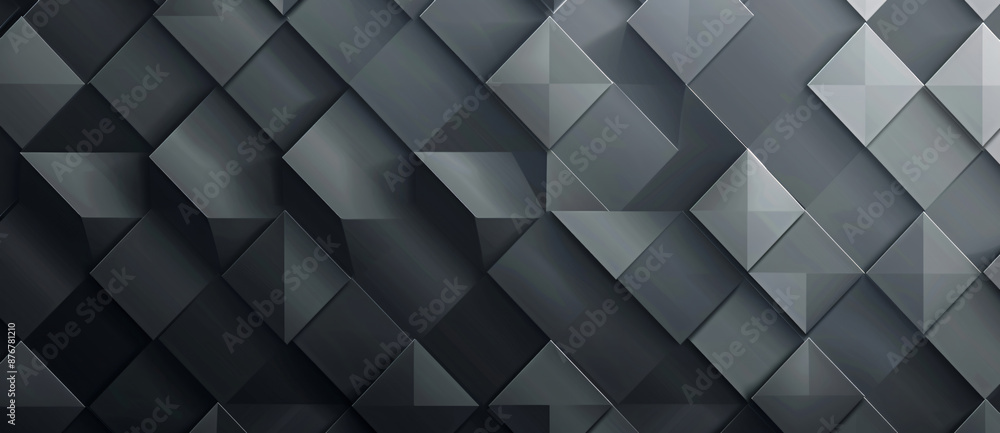 Fototapeta premium Black and white geometric background with diamond shapes, illustration, flat design. Grey gradient pattern.