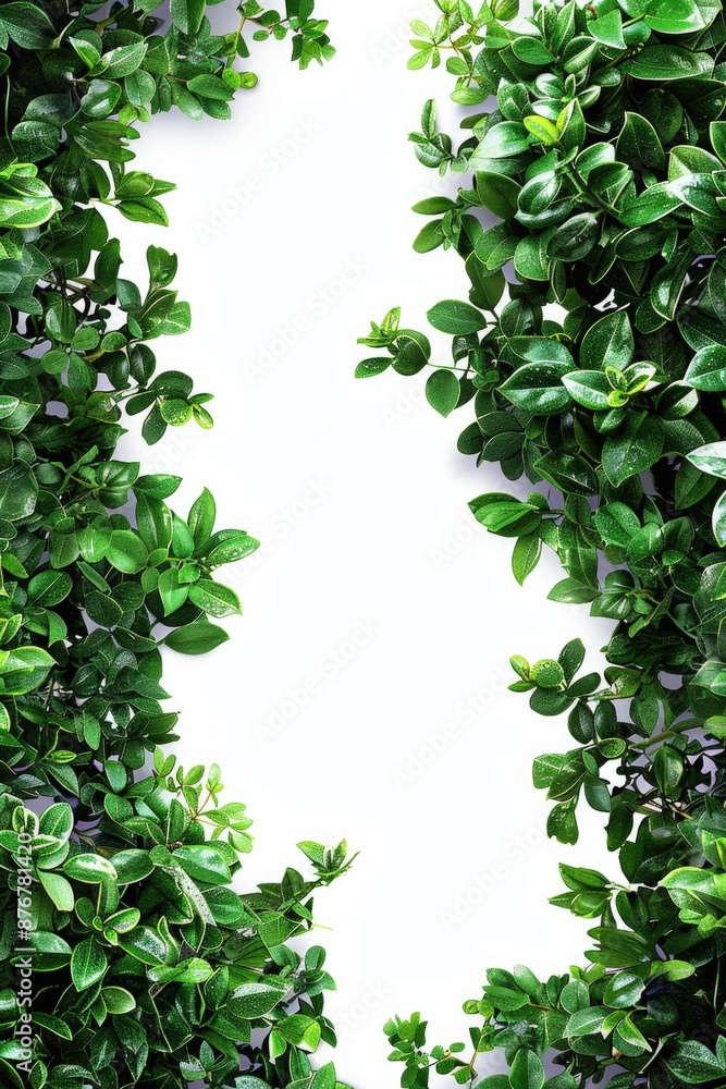 A decorative frame made from intertwined green plants A decorative frame made from intertwined green plants