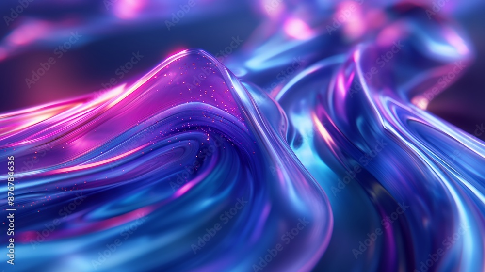 Obraz premium Abstract depiction of fluid luminescent waves in vibrant shades of purple blue and pink