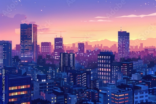 detailed vector cityscape dusk royal scenery skyline
