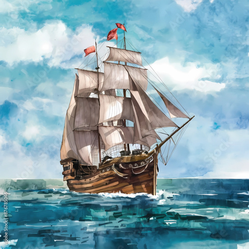 Water color ship