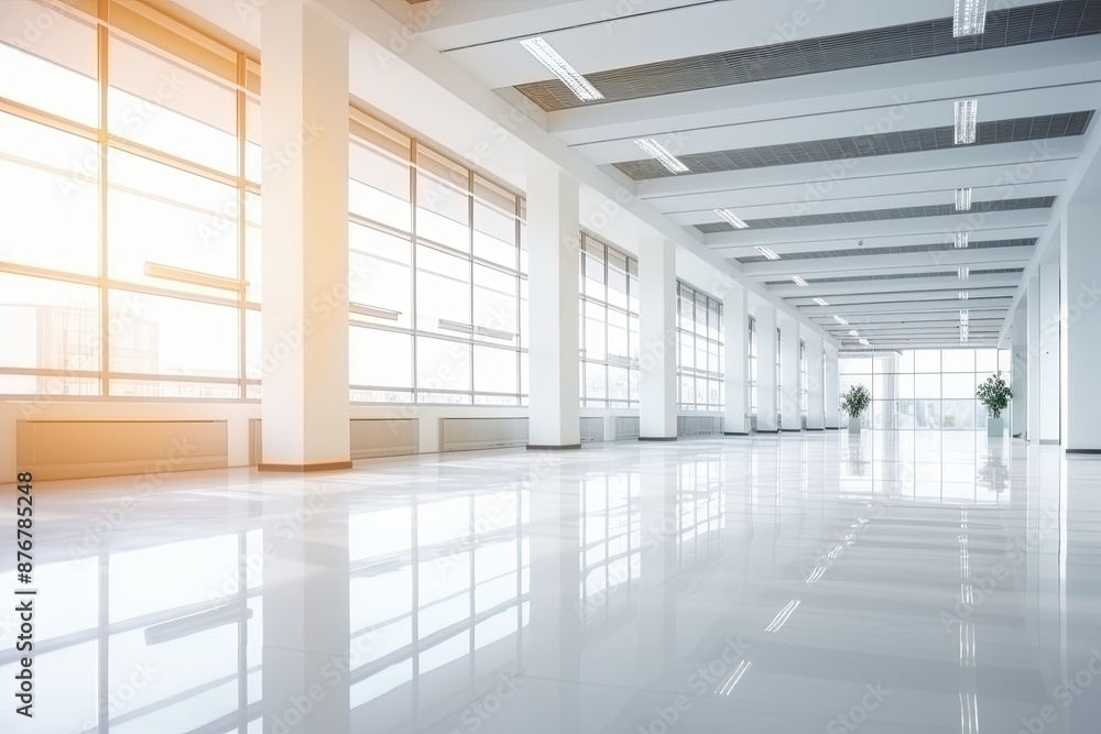 Fototapeta premium Empty Modern Office Space Blurred Background 