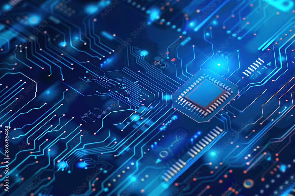 Obraz premium Abstract technology background with circuit board and microchip. 