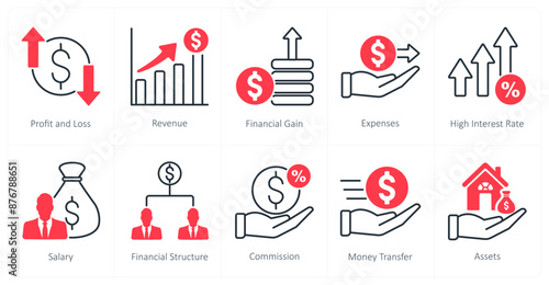A set of 10 Accounting icons as profit and loss, revenue, financial gain