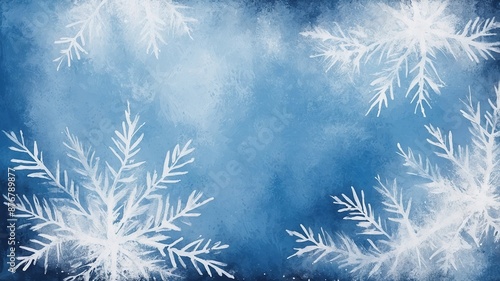 Frosted Windowpane with Sparkling Snowflakes