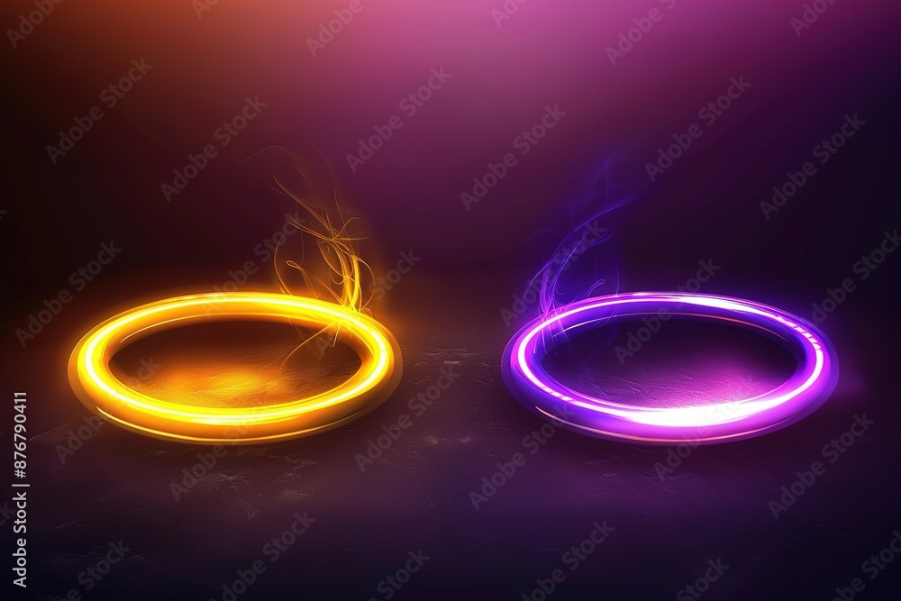 Glow effect. Ribbon glint. Abstract rotational border lines. Power energy. LED glare tape. Luminous shining neon lights cosmic abstract frame. Magic design round whirl. Swirl trail effect.