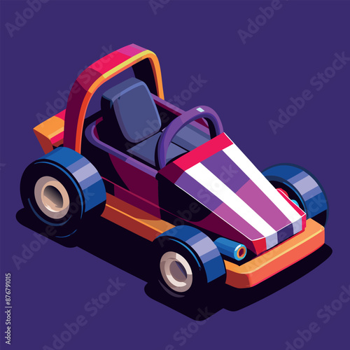 Cartoon illustration of a Formula Racing Sports Car reaching the finish line to win
