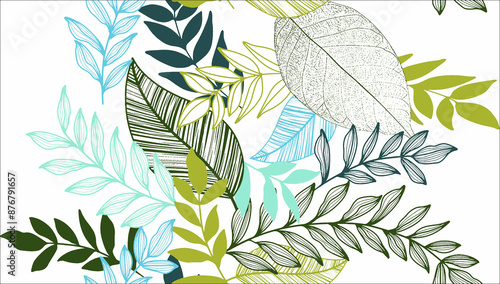 Wallpaper Mural seamless pattern with leaves Torontodigital.ca