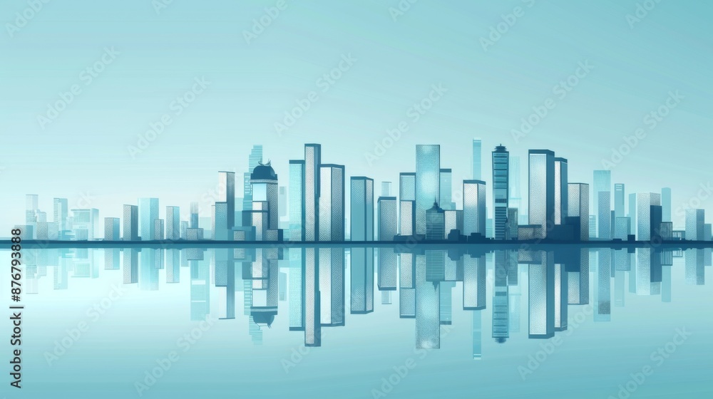Fototapeta premium Abstract Vector Illustration, Futuristic blue Urban city Landscape with Advanced Smart City Technology, Graphic Resources, Wallpapers, Brochure, Websites, banner design, Advertising, web, background 