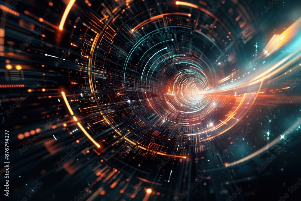 A futuristic, dynamic poster with sci-fi elements A futuristic, dynamic poster with sci-fi elements