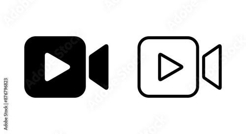 Video camera with play button icon in generic style. Streaming concept