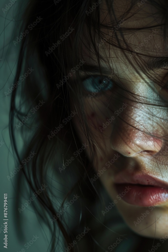 A close-up shot of a woman's face with freckled hair, suitable for beauty or lifestyle editorial use A close-up shot of a woman's face with freckled hair, suitable for beauty or lifestyle editorial use