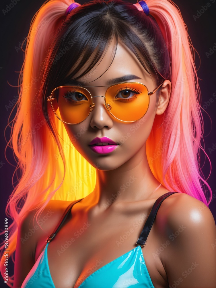 portrait of a woman in neon light portrait of a woman in neon light