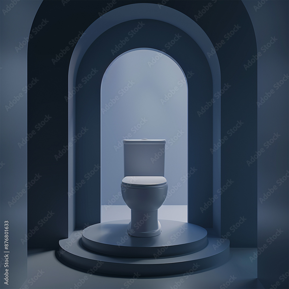 Minimalist Toilet Set in an Elegant Archway with Soft Lighting Minimalist Toilet Set in an Elegant Archway with Soft Lighting