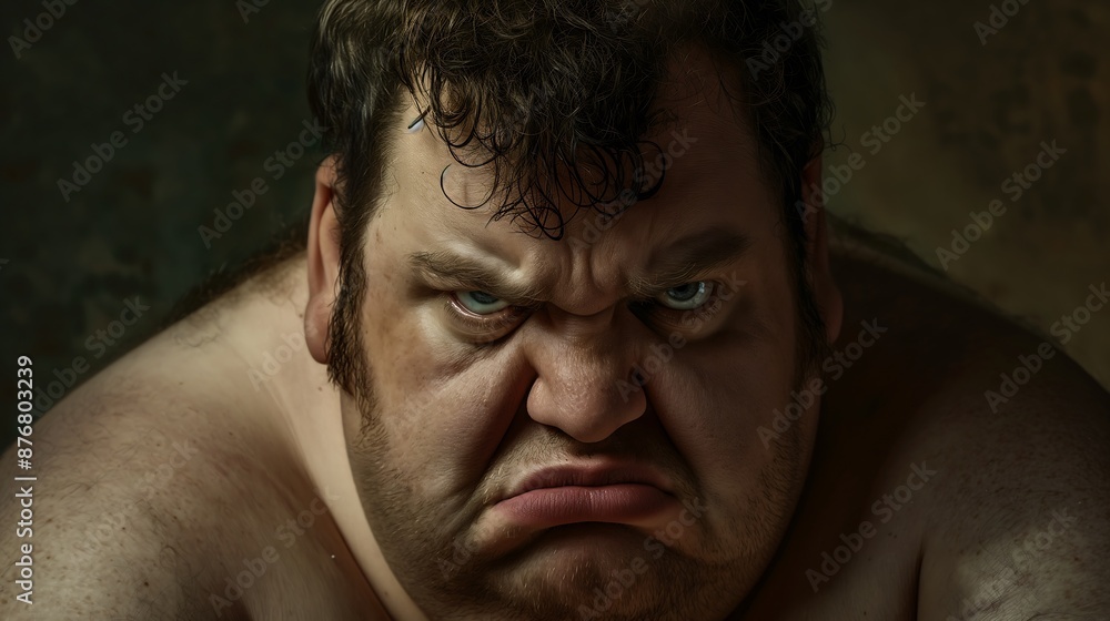 Fototapeta premium A fat person with a grumpy face