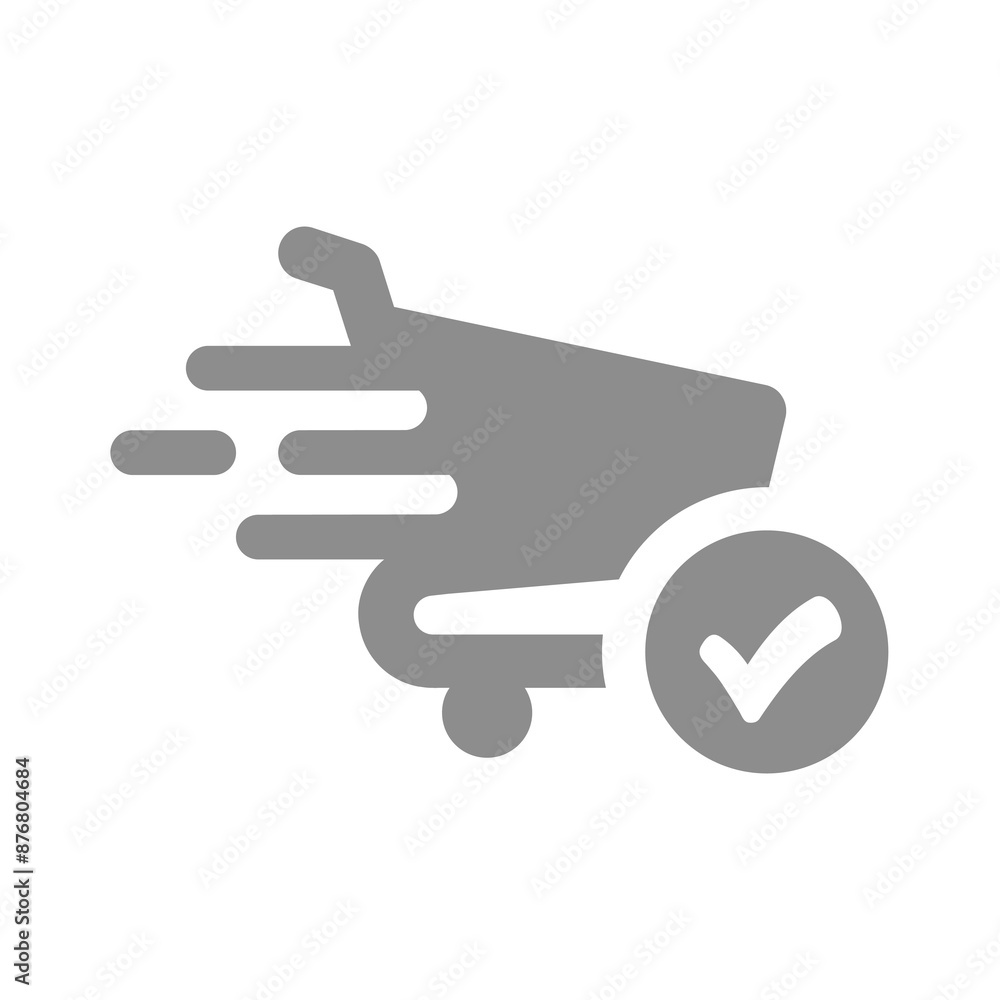 Shopping cart with checkmark icon. Fast, easy online store vector symbol. Shopping cart with checkmark icon. Fast, easy online store vector symbol.