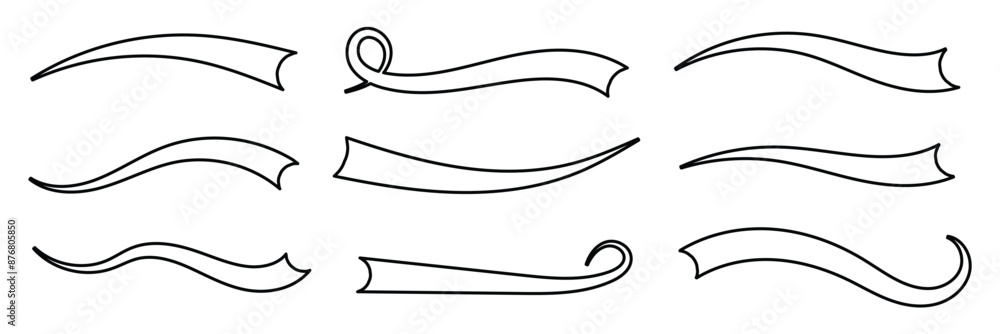 Swoosh vector lines. Hand drawn swash and swish strokes with swirl tail. Calligraphy squiggle waves. Doodle decorative marker flourish in eps 10. Swoosh vector lines. Hand drawn swash and swish strokes with swirl tail. Calligraphy squiggle waves. Doodle decorative marker flourish in eps 10.