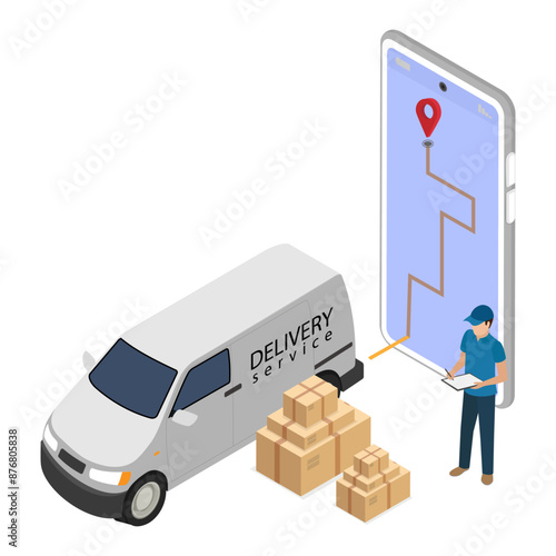 Delivery fast vector illustration auto smartphone