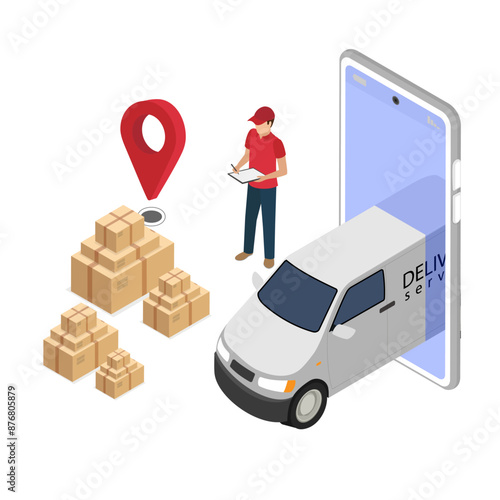 Delivery fast vector illustration auto smartphone